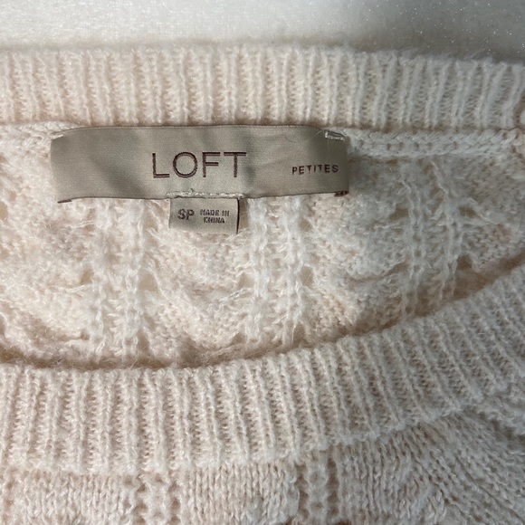 LOFT Knit Sweater Top White Size Petite Small - Picture 8 of 9